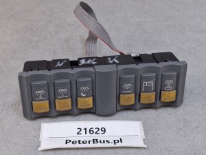 Klawisze, zestaw przycisków deski rozdzielczej NEOPLAN N316 nr 1368.002600000500, wersja 2.6, rok produkcji 2000, klawisze oświetlenia