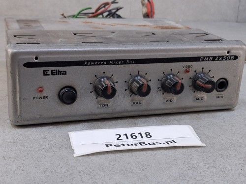 21618, Wzmacniacz autobusowy Powered Mixer Bus, panel sterowania dźwiękiem Eltra PMB 2x50B, radio, video, mikrofon  - NIESPRAWNY (4).jpg