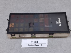 Zestaw kontrolek deski rozdzielczej, pulpitu autobusu MAN, kontrolki informacyjne, ostrzegawcze, 81.25210.6074, nr 231.105/007/002