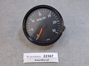 Obrotomierz VDO, WWG: 333 065 001X, VDO nr N 02 061 403, VAN HOOL 815/915, zasilanie 24V, 3 PINy, 2 wsuwki montażowe, gniazda żarówek czyste, rok produkcji 2005