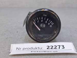 Zegar ciśnienia układu pneumatycznego VDO nr 350 040 0111, skala 0-10 bar, ciśnienie powietrza 
