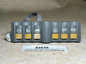 Zestaw 6 klawiszy pulpitu NEOPLAN - opuszczanie szyby kierowcy, poziomowanie wysokości nadwozia, nr VDO 1368.002600000600 