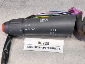 Przełącznik zespolony pod kierownicą autobusu, manetka spryskiwacz, kierunkowskazy, wycieraczki, światła, klakson, Mercedes, SETRA 